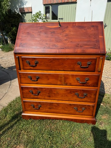 Vintage burr yew bureau desk - burr,