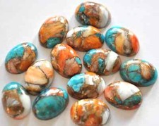 Mohave Copper Turquoise Gemstone 8x10mm Oval Cabochon Calibrated - 5 Pieces