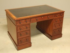 A VICTORIAN MAHOGANY TWIN PEDESTAL WRITING DESK