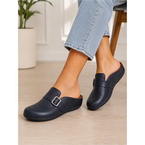 Fitflop navy leather mule - navy,