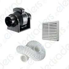 Manrose MF100S In-Line Extractor Fan Standard 100mm/4"  Ducting & Grille (White)