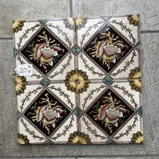 4 Vintage Ceramic Tiles Shell Decorative Splash back Wall Art 6”x6” Multi Colour