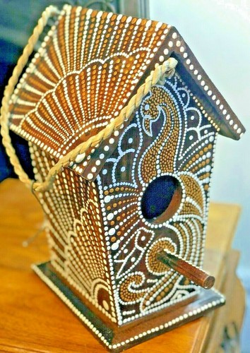 Painted wooden bird house - bird,