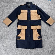 Stella Nova Womens Oversize Utility Coat Size 36 Navy Blue Patchwork Longline