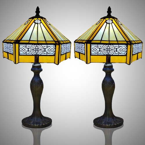 Pair stained glass - of, table