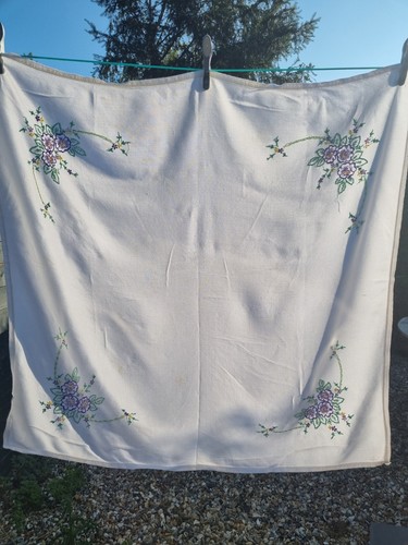 Vintage embroidered tablecloth - vintage,