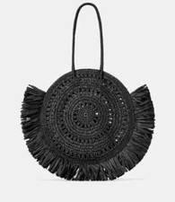 BNWT: NATURAL XXL TOTE, Canvas  Shopper BAG from ZARA in BLACK