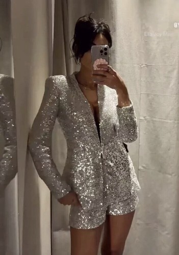 Zara silver sequin - sequin, blazer