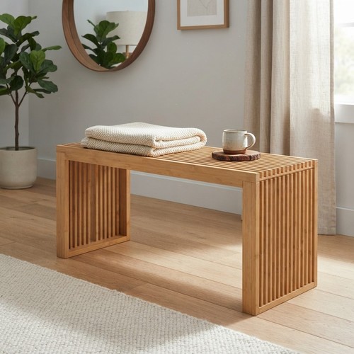 Sleek backless bamboo bench - backless,