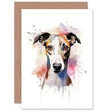 Whippet Lovers Gift Watercolour Pet Portrait Painting Blank Greeting Card