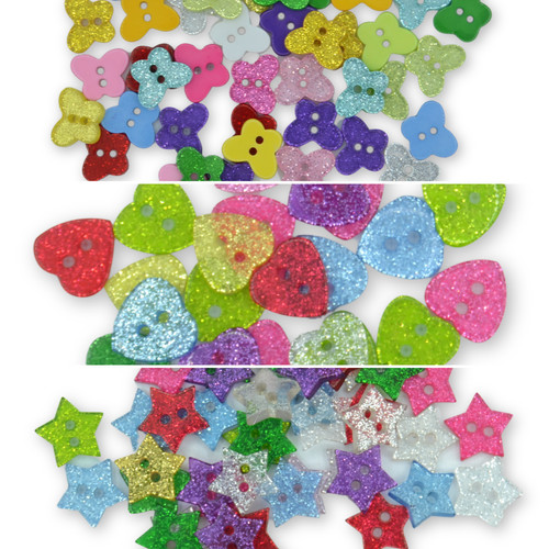 Glitter buttons butterflies - buttons,
