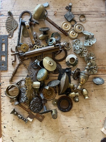 Lot vintage brass door - lot, knobs