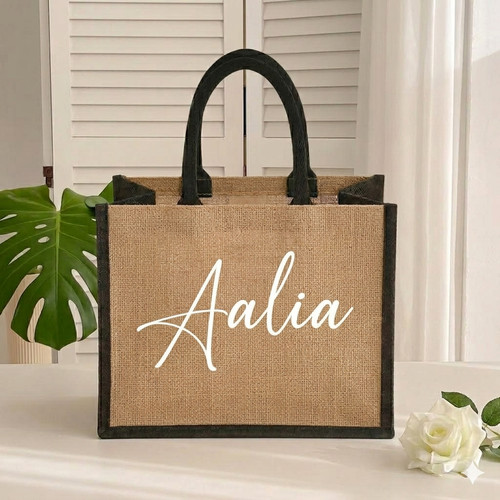 Personalized burlap tote - personalized,