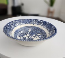 English Ironstone Tableware “ Old Willow “ Blue & White Soup / Cereal Bowl