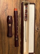 VINTAGE WEST GERMAN DULCET SCHOLAR WOODEN RECORDER BOX AND CLEAN ROD GOOD USED