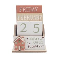 There’s no place like home Perpetual Wooden Block Calendar Date Home Desk Office