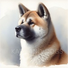 AKITA DOG Watercolour Painting ART PRINT DOG Lover GIFT Christmas PRESENT