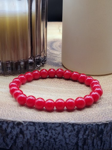 Red coral 8mm handmade - 8mm, stretch