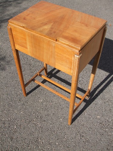 Antique art deco walnut lamp - art,
