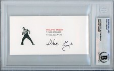 Phil Knight Nike Tiger Woods Signed Business Card Beckett Autograph BAS
