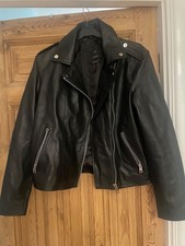 mango black leather biker