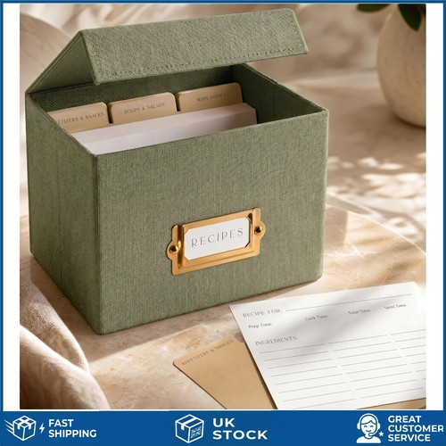 Elegant linen recipe card box - elegant,