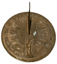 Antique Bronze Grim Reaper Sundial “Grow Old Along With Me The Best Is Yet To Be