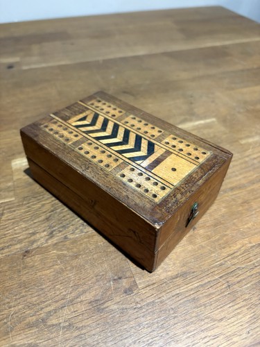 Antique foldng cribbage - cribbage, box