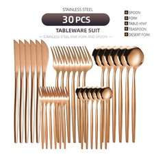 30-Piece Stainless Dining Set - Anti-Tarnish Tableware Service for 6 UK