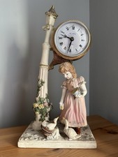 Wm. Widdop Vintage Style Quartz Mantel Clock – Girl with Geese Figurine England