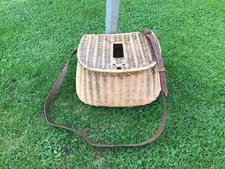 Small Vintage French fine Wicker Fishing Basket Creel Foraging Basket Fisherman 