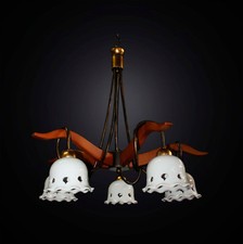 Chandelier Rustic Classic Wooden And Ceramics A 5 Lights Bga 2991-5