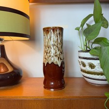 Vintage Melba Ware Vase Honeycomb Fat Lava, Cornish Pottery, Brown, Mid Century