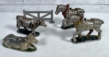 Vintage Cast Metal Plough Horses + Cows