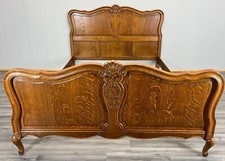 Bed - Vintage French Louis XV Double Bed Frame Oak Carved Headboard  Lot 3790