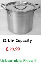 21 LTR STAINLESS STEEL DEEP STOCKPOT BOILING CATERING CASSEROLE SAUCEPAN