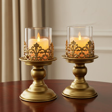 Set of 2 Gold Vintage Candle