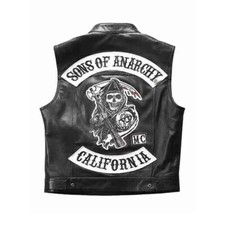New Sons of Anarchy Biker Vest | SOA Motorcycle Club Genuine Leather Vest