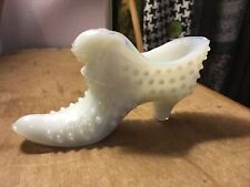 Vintage Milk Glass Hob Nail Shoe, textured glass