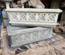 Pair of Large Gothic Stone Troughs | Planter Vase Urn Outdoor Garden Ornament
