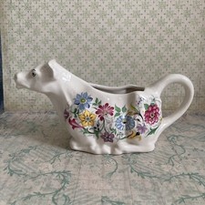 STAFFORDSHIRE FINE CERAMICS FLORAL COW CREAMER