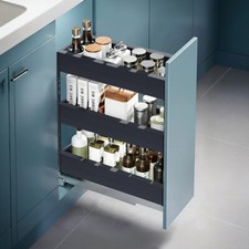 2/3Tier Pull Out Aluminum Basket Kitchen Larder BaseUnit Cupboard Drawer Storage