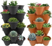 Strawberry Planter Stacking Stackable Garden Plastic Flower Growbag Plant Pot