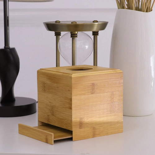 Square wooden tissue box - wooden,