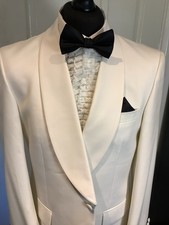 Men’s Ivory/ White Dinner Jacket Tuxedo Shawl Collar 42R wool Mix Richard Paul
