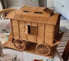 HAND MADE, MULTI MATCH STICK, GYPSY CARAVAN MODEL. 60 YEARS OLD VERY RARE