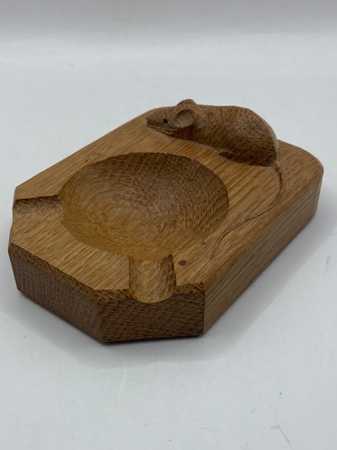 Mouseman oak carved - , ashtray