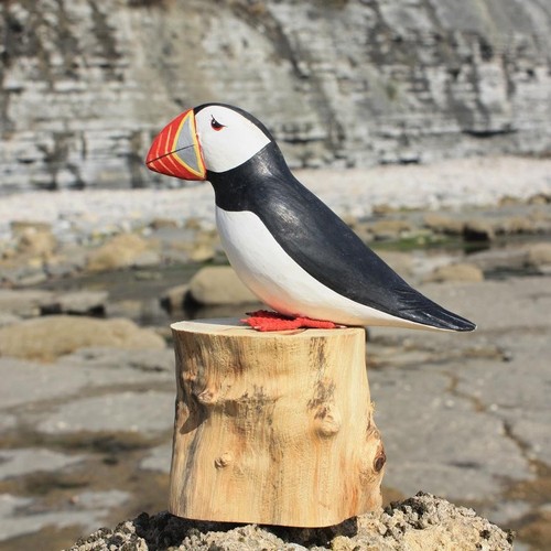 Puffin bird carving wooden - bird,