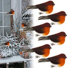 6x/12x Mini Clip On Robins Cute Festive Tree Bird Simulation Feather Decoration