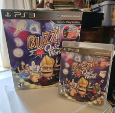 Sony PlayStation 3 PS3 Game BUZZ Quiz World Game and Controllers Not Tested Used